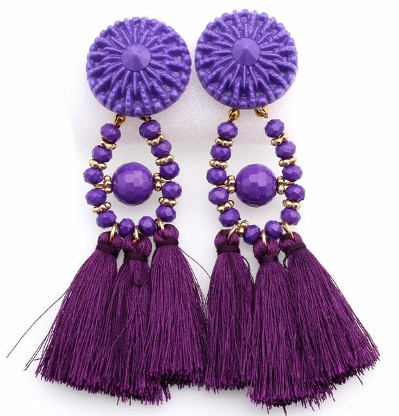 DC Designs - Dark Blue Purple Abstract Art Layered Long Copper Drop Earrings  ME17TE - TALICH